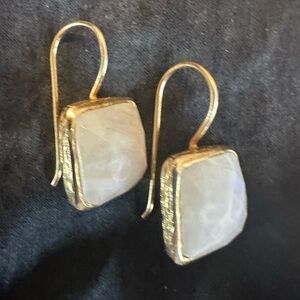 Gold-Tone White Stone Drop Earrings
